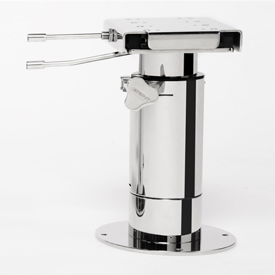 Manual seat pedestal with extension and slide 21.013B/INOX Pxx