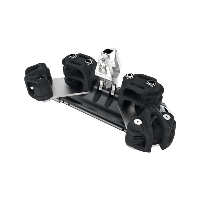 TB Mainsheet Car With Upstand, Pair Of Double Control Line Sheaves & Cleats — Size: Size 2