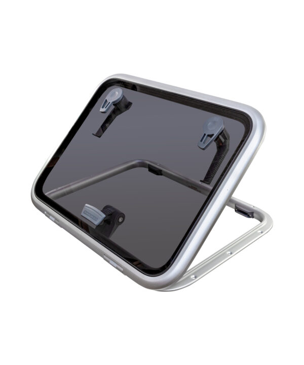 Low Profile Hatch — Size: Size 50 | Colour: Grey | Cut Outs: None | Variant: Friction Lever