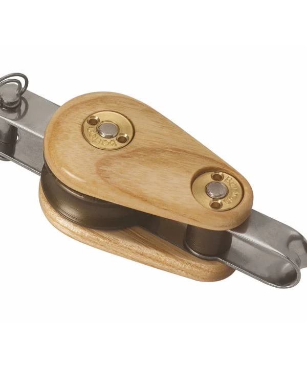 Wooden Block 30mm Single Fixed Eye & Becket