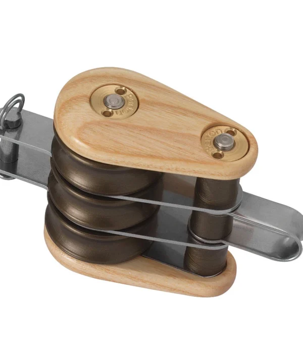 Wooden Block 64mm Triple Swivel & Becket