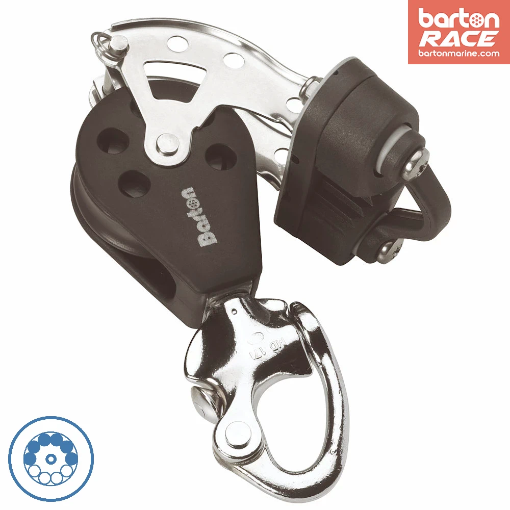 Size 2 35mm Ball Bearing Pulley Block Single Snap Shackle Becket & Cam