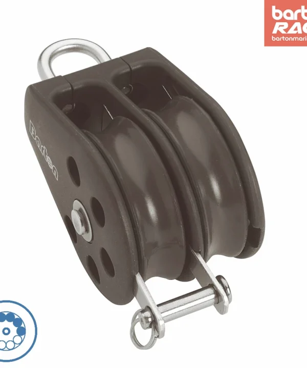 Size 3 45mm Ball Bearing Pulley Block Double Fixed Eye & Becket