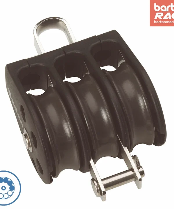 Size 3 45mm Ball Bearing Pulley Block Triple Fixed Eye & Becket