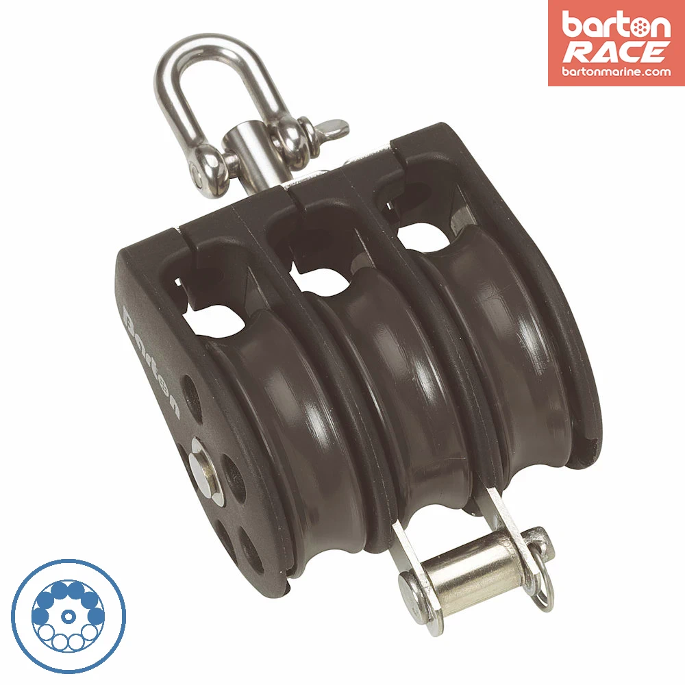 Size 3 45mm Ball Bearing Pulley Block Triple Swivel & Becket