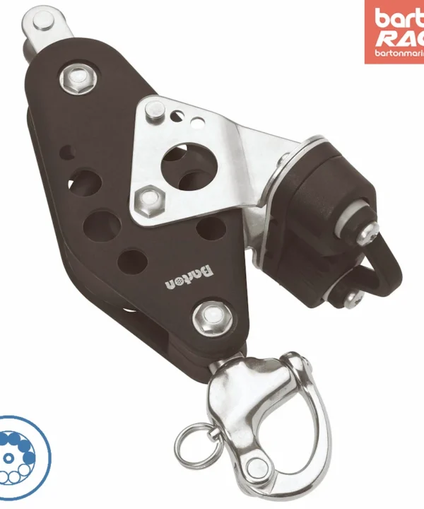 Size 5 38/64mm Ball Bearing Pulley Block Fiddle Snap Shackle Becket & Cam