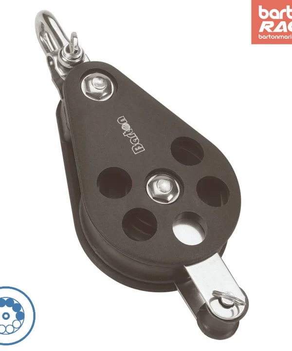 Size 6 64mm Ball Bearing Pulley Block Single Reverse Shackle & Becket