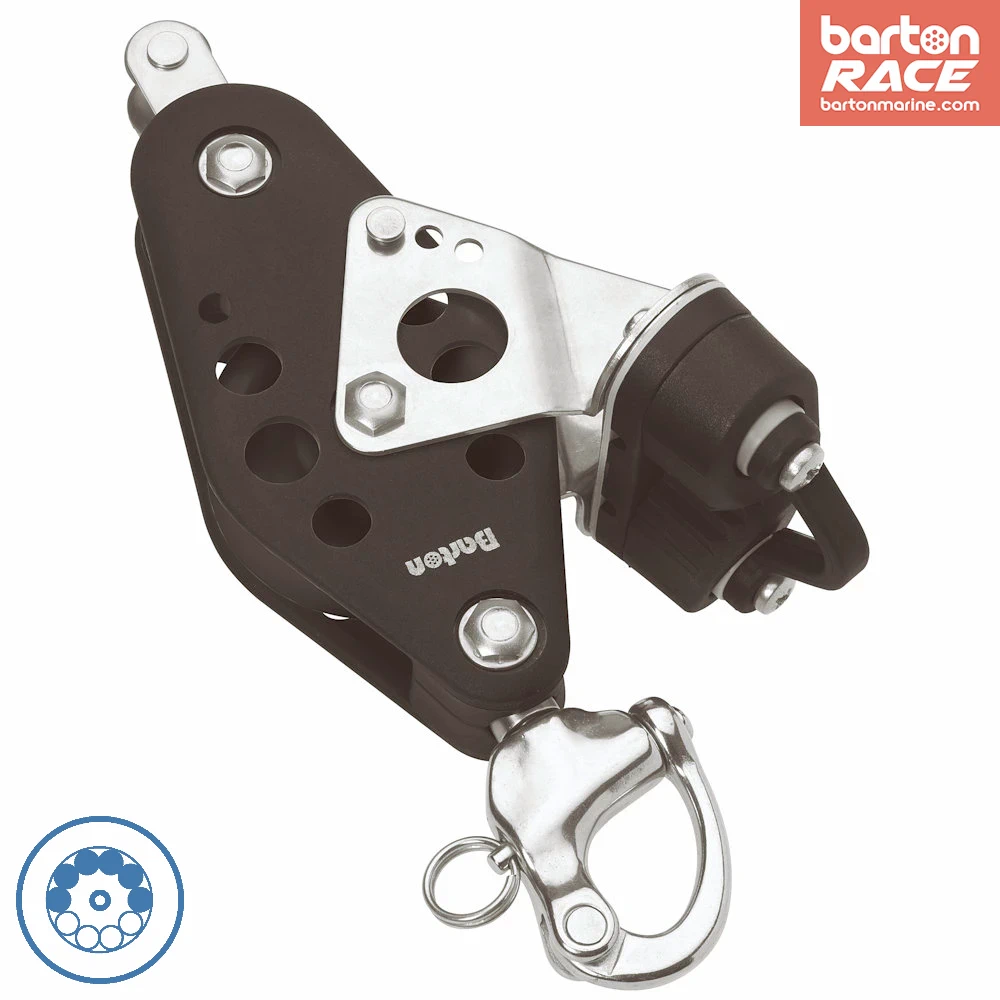 Size 6 44/72mm Ball Bearing Pulley Block Fiddle Becket Cams Snap Shackle