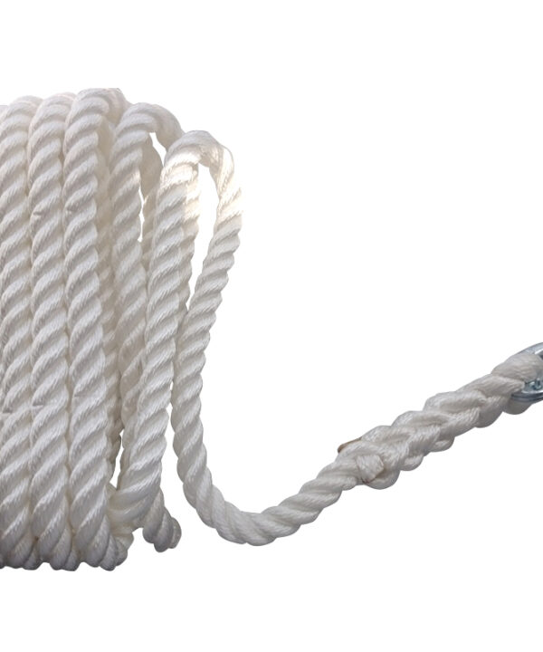 CABO Rope for chain rode use, three strand with connection, Nylon, White