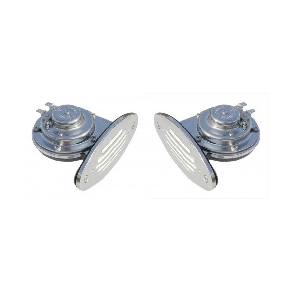 Stainless Steel Mini Drop-In Dual w/SS Grills – 12 Volt, High & Low Pitch