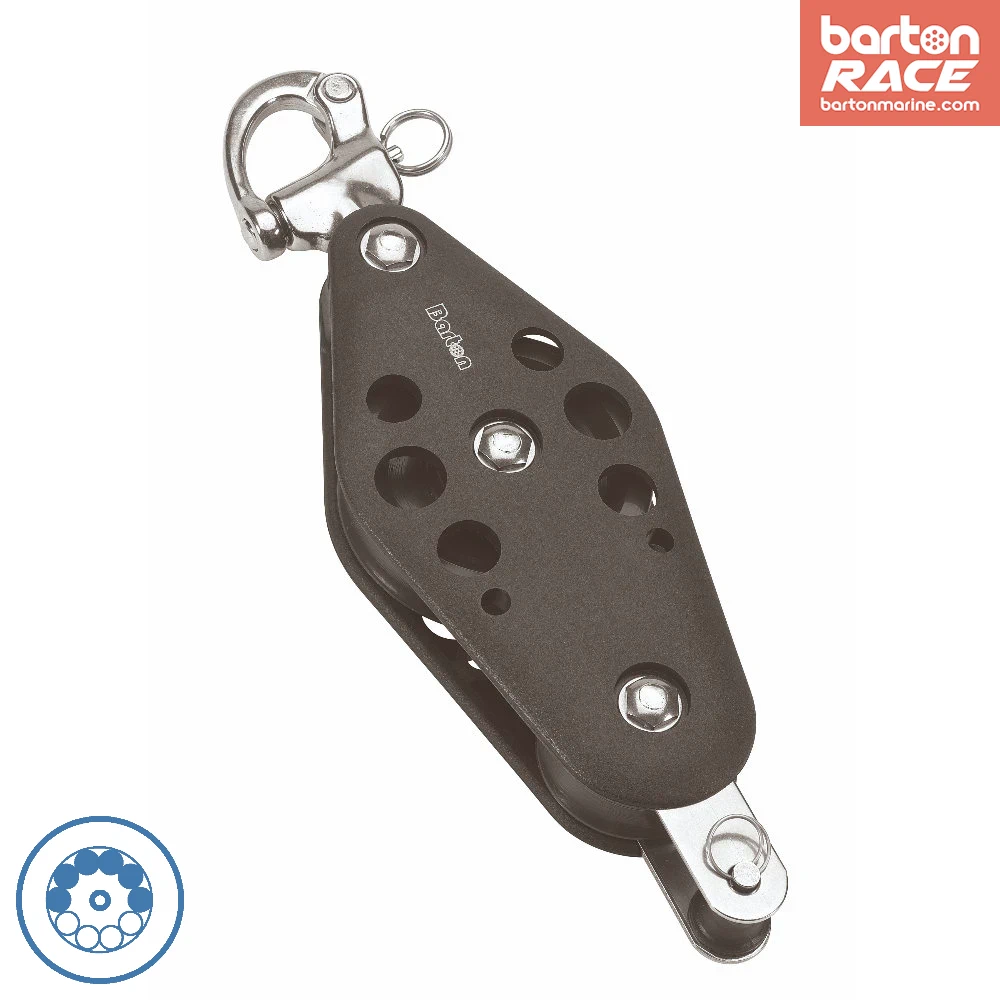 Size 6 44/72mm Ball Bearing Pulley Block Fiddle Snap Shackle & Becket