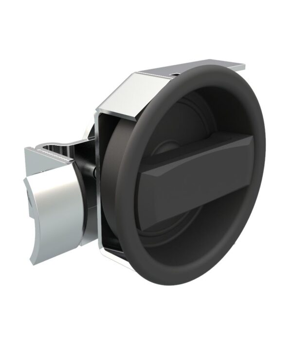 Southco Flush Cam Latch, Small Size, Turn Clockwise to Latch / Lock, Single or Three - Point Latching, Standard Style Handle, Powder Coat, Black