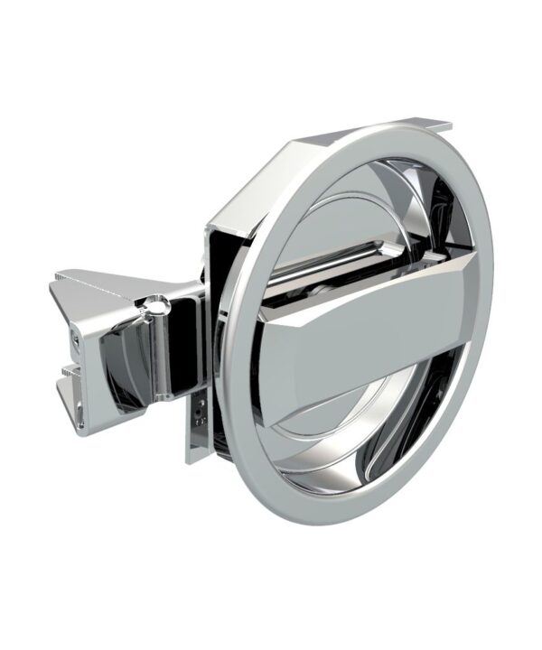 Southco Flush Cam Latch, Medium Size, Turn Clockwise to Latch / Lock, Single or Three - Point Latching, Standard Style Handle, Chrome Plated, Bright