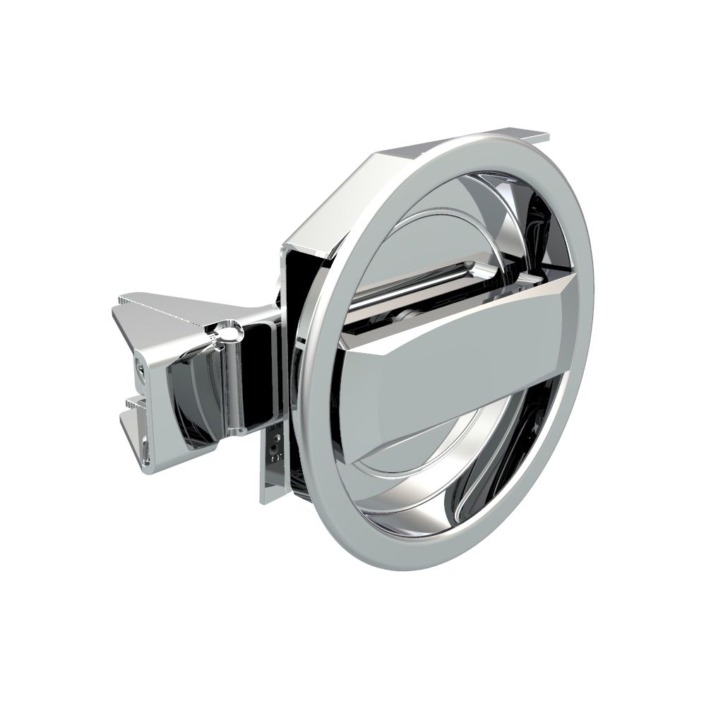 Southco Flush Cam Latch, Medium Size, Turn Clockwise to Latch / Lock, Single or Three - Point Latching, Standard Style Handle, Chrome Plated, Bright