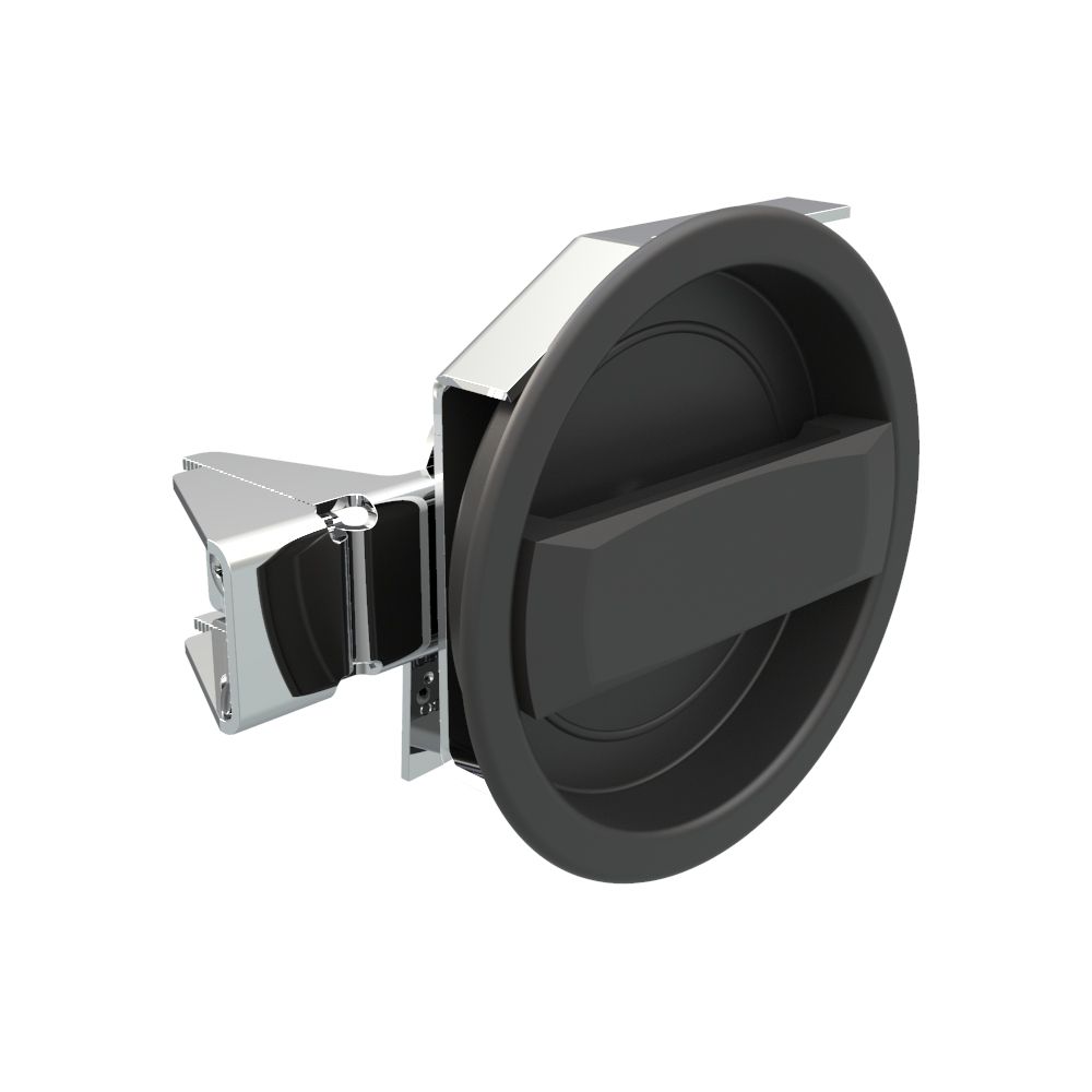Southco Flush Cam Latch, Medium Size, Turn Clockwise to Latch / Lock, Single or Three - Point Latching, Standard Style Handle, Powder Coat, Black