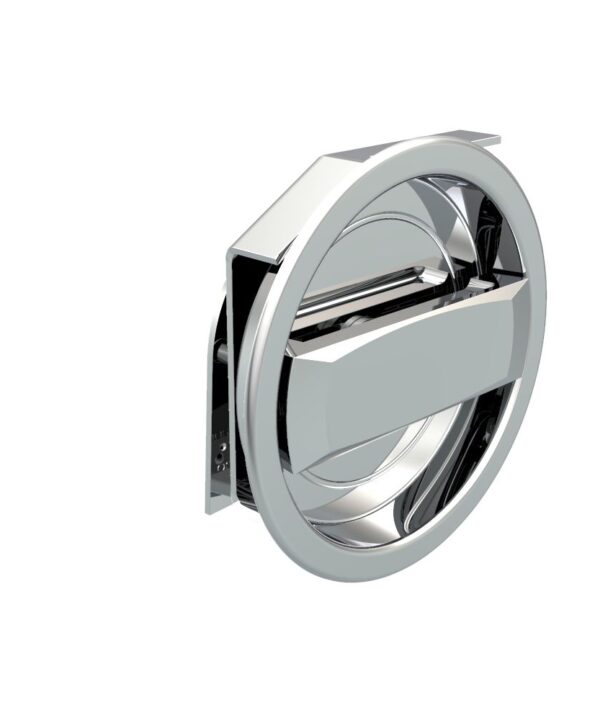 Southco Flush Cam Latch, Medium Size, Turn Clockwise to Latch / Lock, Two - Point Latching, Standard Style Handle, Chrome Plated, Bright