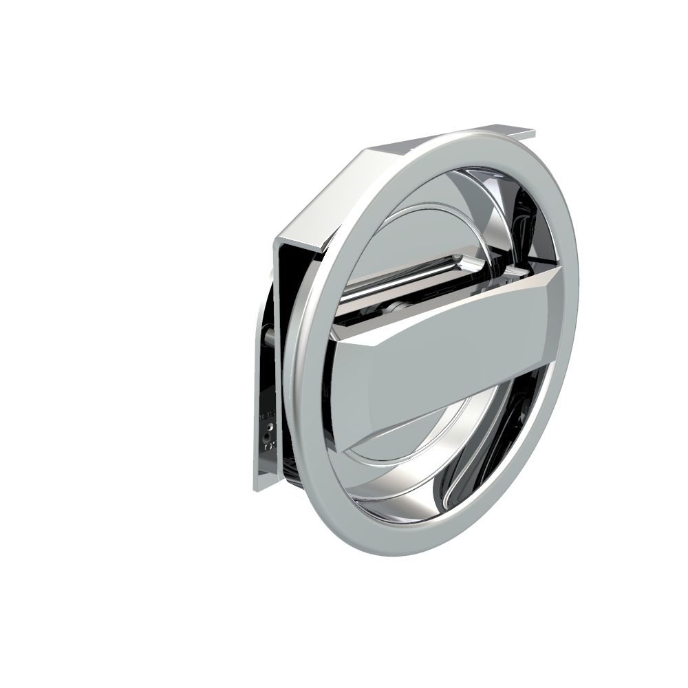 Southco Flush Cam Latch, Medium Size, Turn Clockwise to Latch / Lock, Two - Point Latching, Standard Style Handle, Chrome Plated, Bright