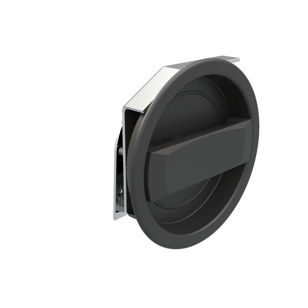 Southco Flush Cam Latch, Medium Size, Turn Clockwise to Latch / Lock, Two - Point Latching, Standard Style Handle, Powder Coat, Black