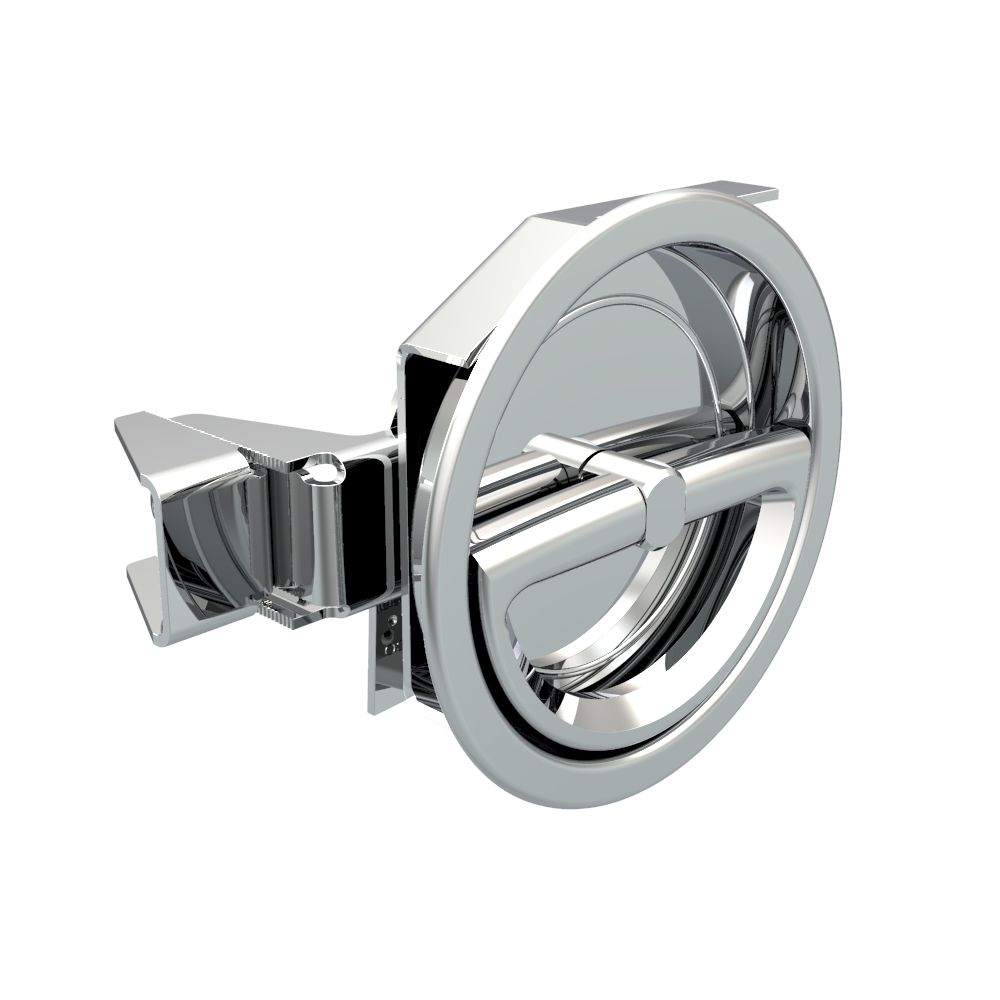 Southco Flush Cam Latch, Medium Size, Turn Clockwise to Latch / Lock, Single or Three - Point Latching, Bail Handle Style, Chrome Plated, Bright