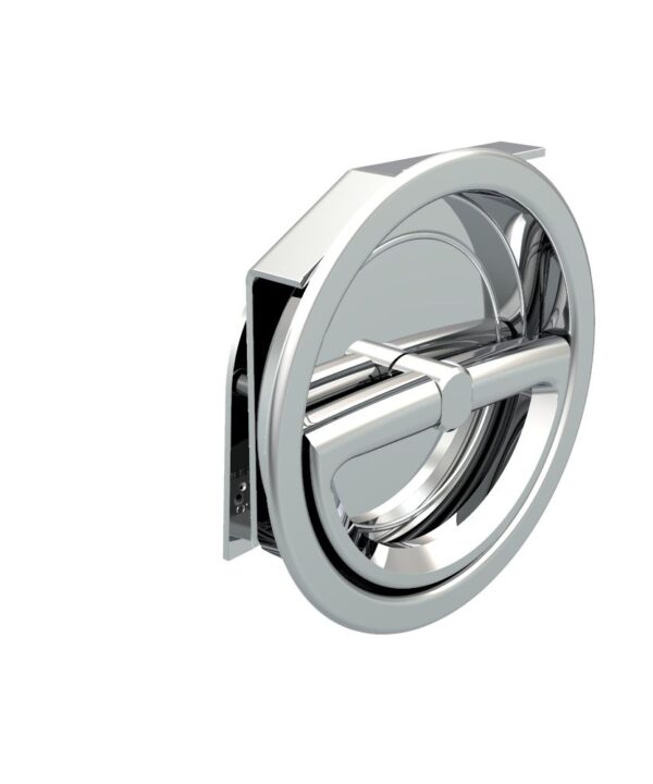 Southco Flush Cam Latch, Medium Size, Turn Counterclockwise to Latch / Lock, Two - Point Latching, Bail Handle Style, Chrome Plated, Bright