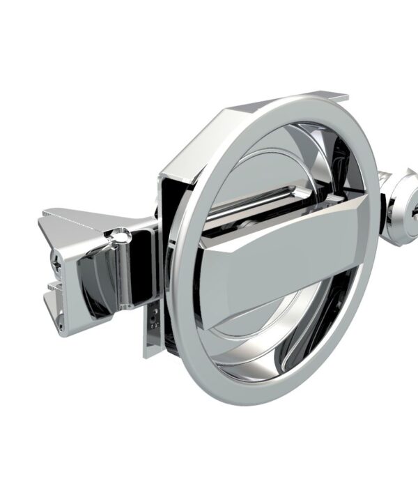 Southco Flush Cam Latch, Medium Size, Turn Counterclockwise to Latch / Lock, Single or Three - Point Latching, Standard Style Handle, Chrome Plated, Bright