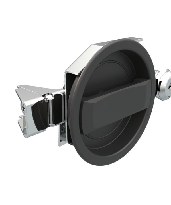 Southco Flush Cam Latch, Medium Size, Turn Counterclockwise to Latch / Lock, Single or Three - Point Latching, Standard Style Handle, Powder Coat, Black