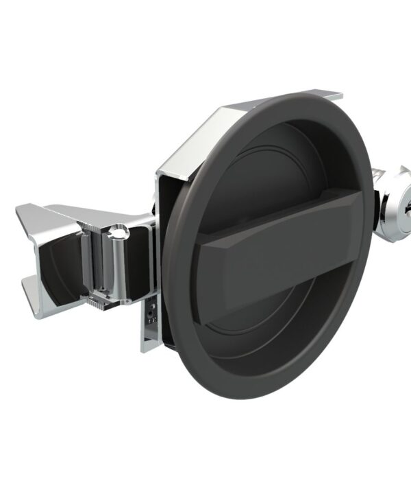 Southco Flush Cam Latch, Medium Size, Turn Counterclockwise to Latch / Lock, Single or Three - Point Latching, Standard Style Handle, Powder Coat, Black