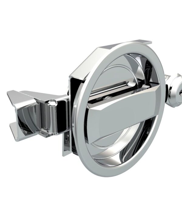 Southco Flush Cam Latch, Medium Size, Turn Clockwise to Latch / Lock, Single or Three - Point Latching, Standard Style Handle, Chrome Plated, Bright