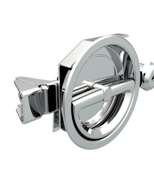 Southco Flush Cam Latch, Medium Size, Turn Clockwise to Latch / Lock, Single or Three - Point Latching, Bail Handle Style, Chrome Plated, Bright