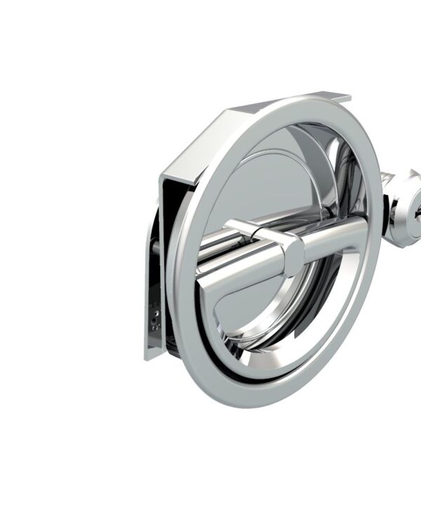 Southco Flush Cam Latch, Medium Size, Turn Clockwise to Latch / Lock, Two - Point Latching, Bail Handle Style, Chrome Plated, Bright