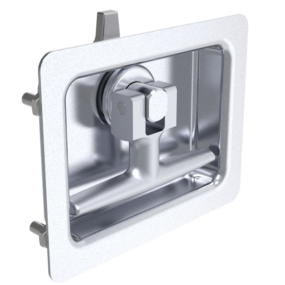 Southco Compression Latch, Self-Adjusting, No Restriction, 1-7.9mm Panel, 19.1-37.3mm Grip, Steel, Zinc Flake Coating, Silver