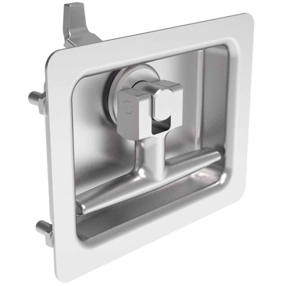 Southco Compression Latch, Self-Adjusting, No Restriction, 1-7.9mm Panel, 44.5-61.9mm Grip, Stainless Steel, Electropolished, Bright