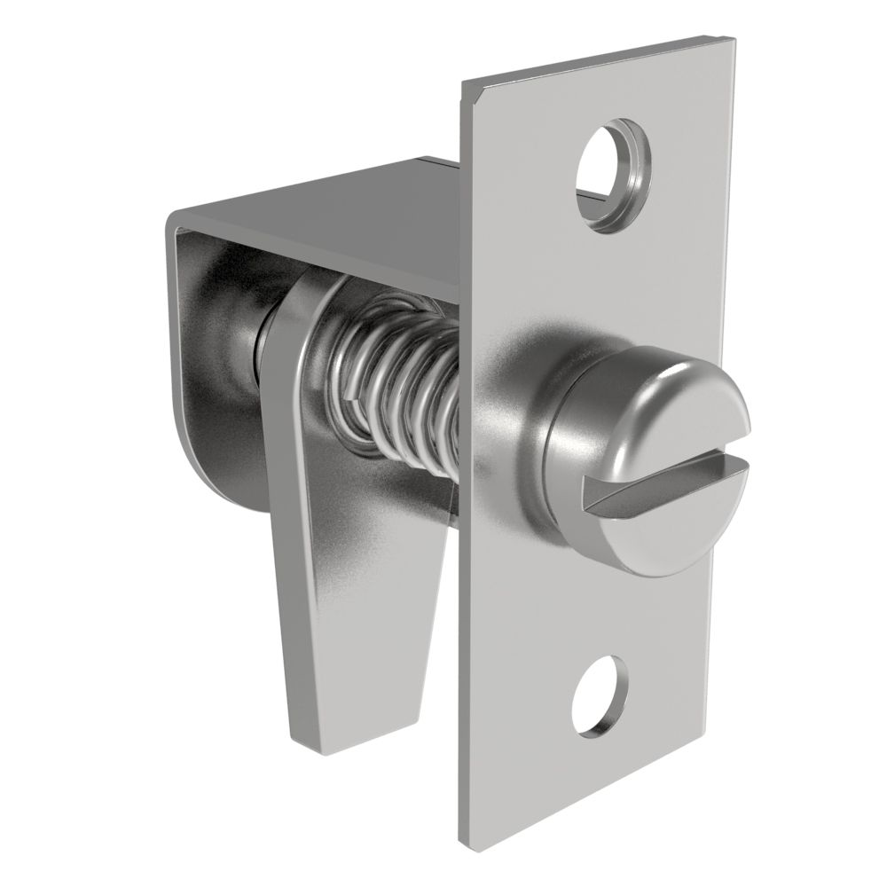 Southco Compression Latch, Self-Adjusting, Medium Size, Tool Locking, Slotted Flush Head, 0.8-6.4mm Panel, 9.5-19.1mm Grip, Steel, Zinc Plated, Bright Chromate