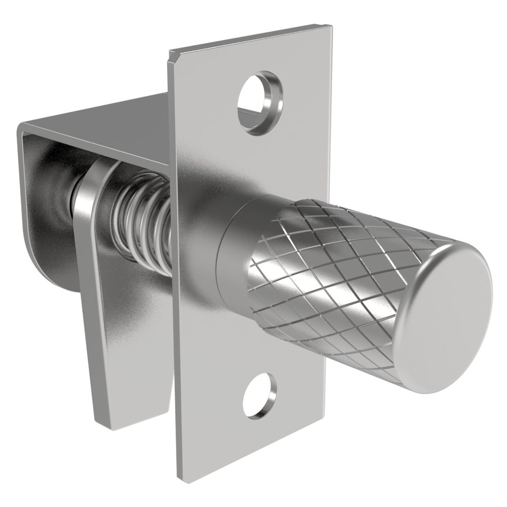 Southco Compression Latch, Self-Adjusting, Medium Size, No Restriction, Knurled Head, 0.8-6.4mm Panel, 9.5-19.1mm Grip, Steel, Zinc Plated, Bright Chromate