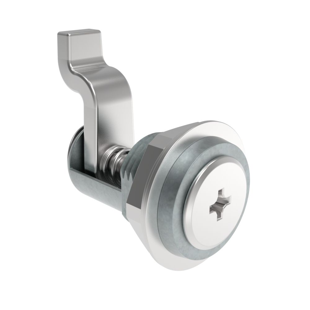 Southco Compression Latch, Self-Adjusting, Small Size, Tool Locking, Phillips Recess, 1.5-4.8mm Panel, 15.1-22.2mm Grip, Zinc Alloy, Chemical Protective Film, Silver