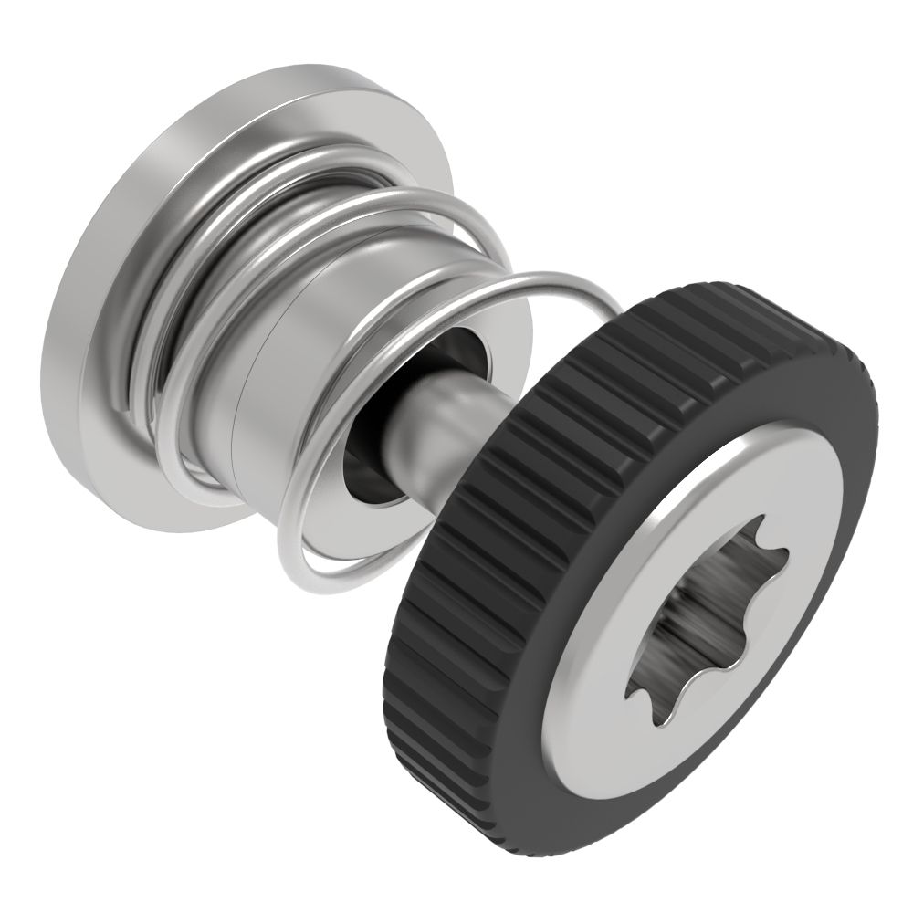 Southco Captive Screw, 4-40 Thread, Press-in, TORX®, Knurled Black Knob