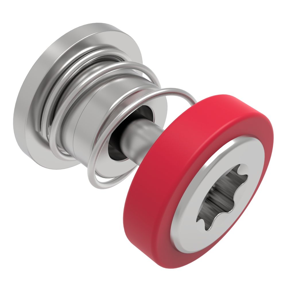 Southco Captive Screw, 4-40 Thread, Press-in, TORX®, Smooth Red Knob