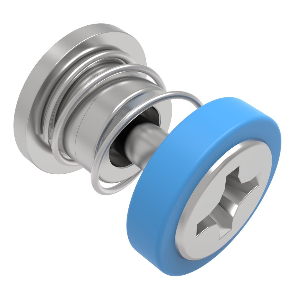 Southco Captive Screw, M3 X 0.5 Thread, Press-in, Phillips Recess, Smooth Blue Knob