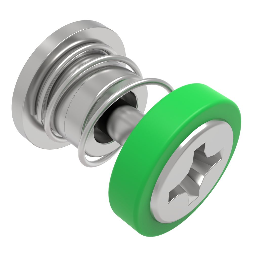 Southco Captive Screw, M3 X 0.5 Thread, Press-in, Phillips Recess, Smooth Green Knob
