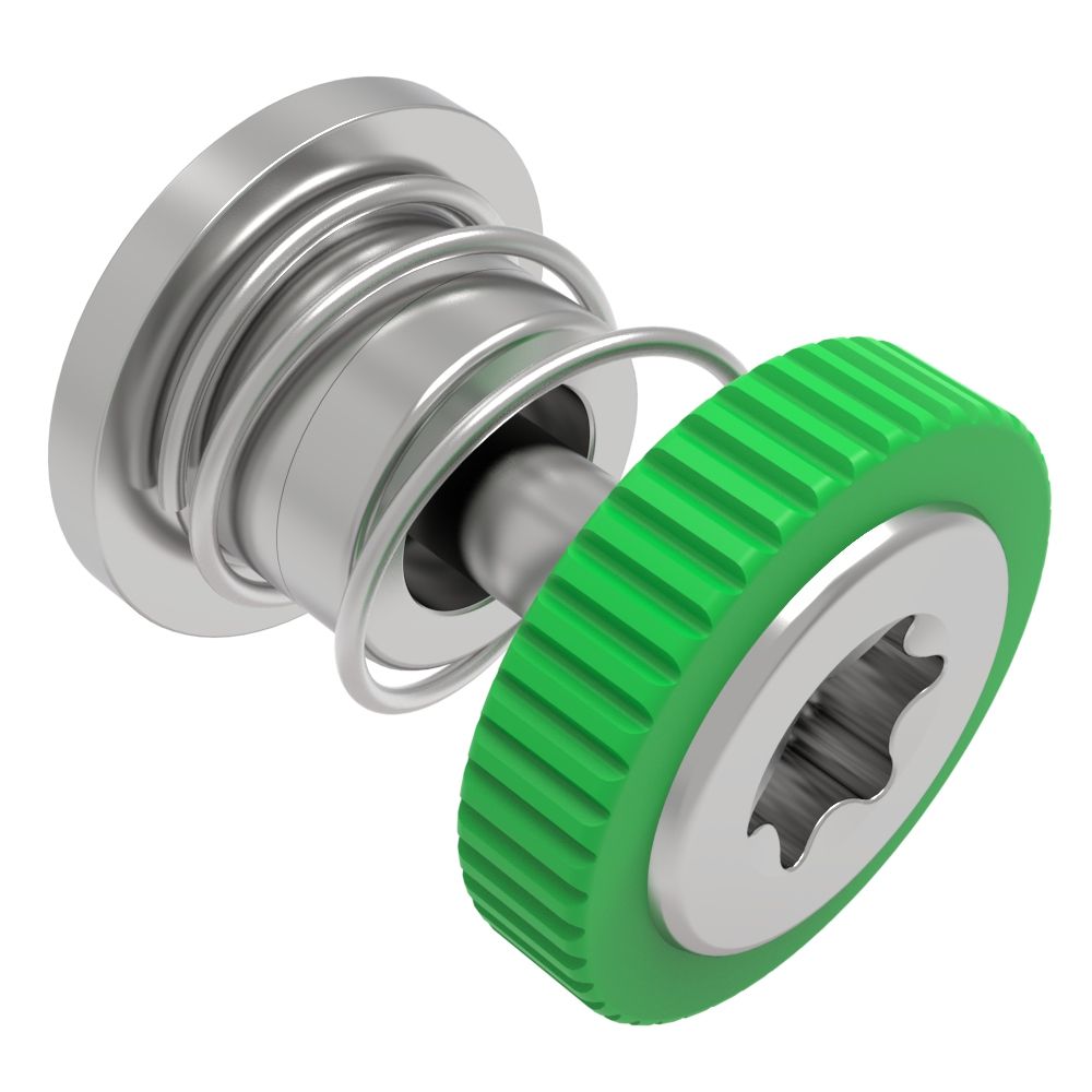 Southco Captive Screw, M3 X 0.5 Thread, Press-in, TORX®, Knurled Green Knob