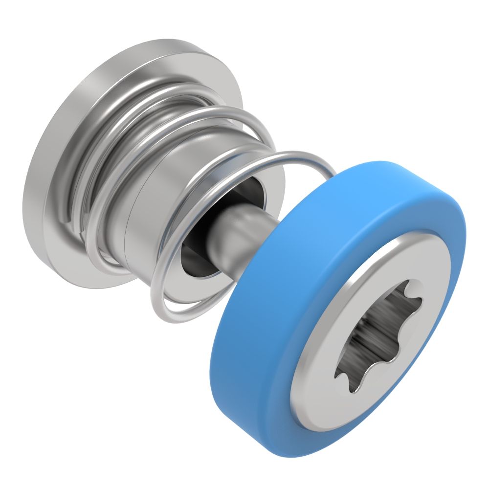 Southco Captive Screw, M3 X 0.5 Thread, Press-in, TORX®, Smooth Blue Knob