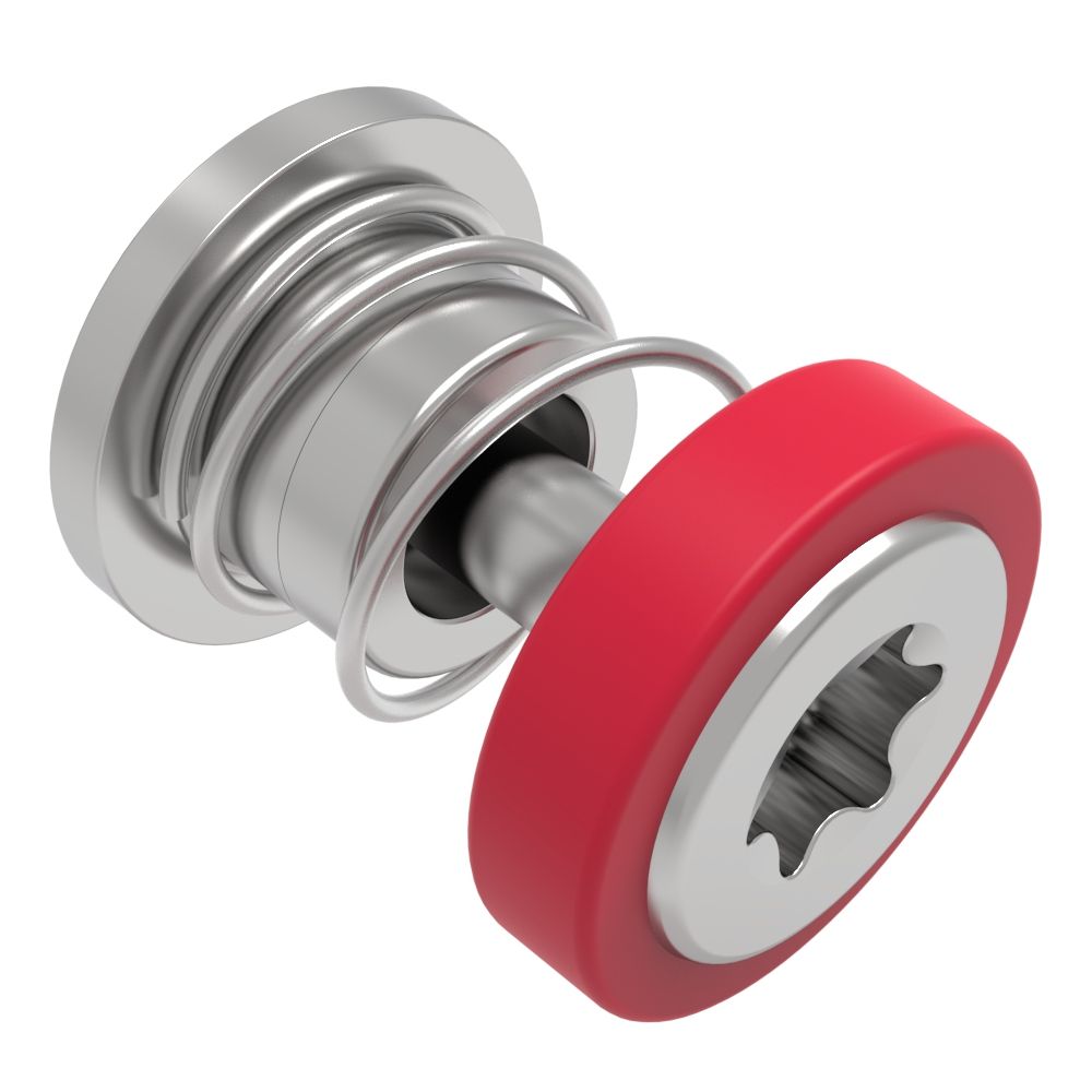 Southco Captive Screw, M3 X 0.5 Thread, Press-in, TORX®, Smooth Red Knob