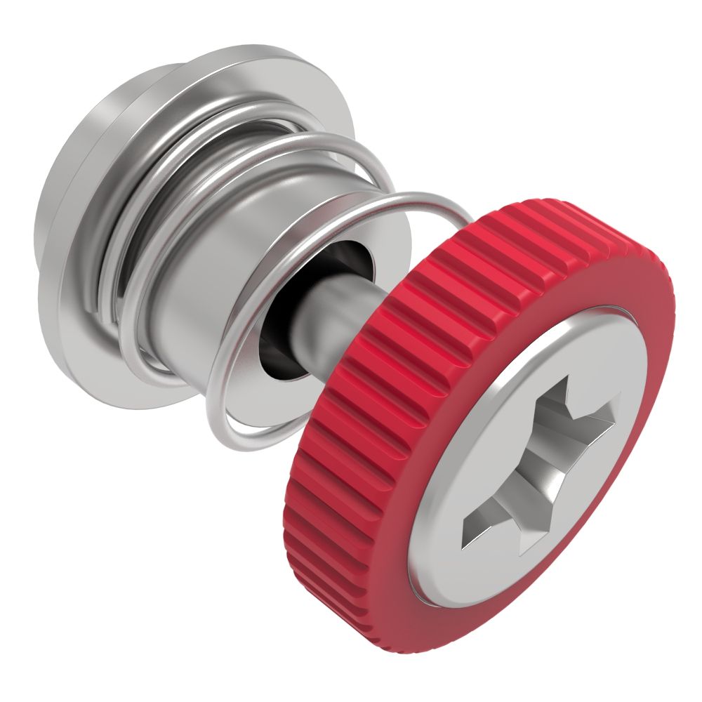 Southco Captive Screw, 4-40 Thread, Surface Mount Technology, Phillips Recess, Knurled Red Knob