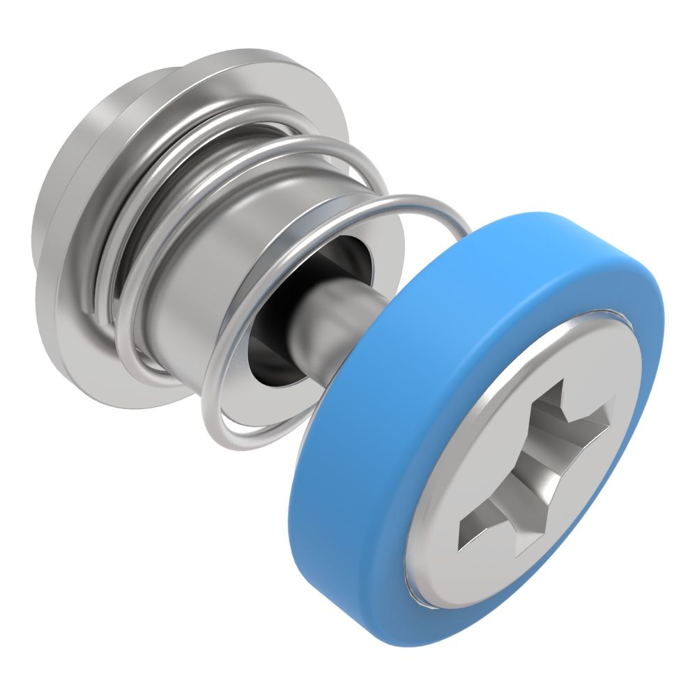 Southco Captive Screw, M3 X 0.5 Thread, Surface Mount Technology, Phillips Recess, Smooth Blue Knob