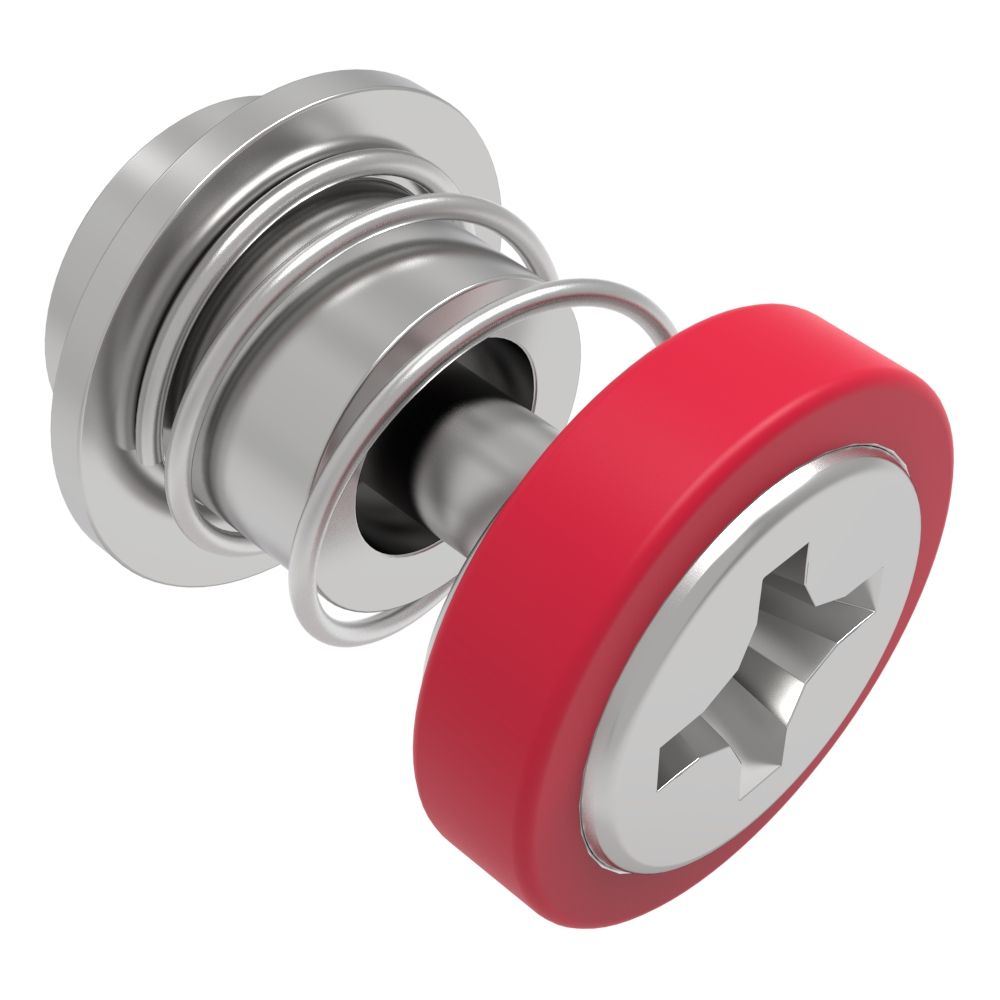 Southco Captive Screw, M3 X 0.5 Thread, Surface Mount Technology, Phillips Recess, Smooth Red Knob