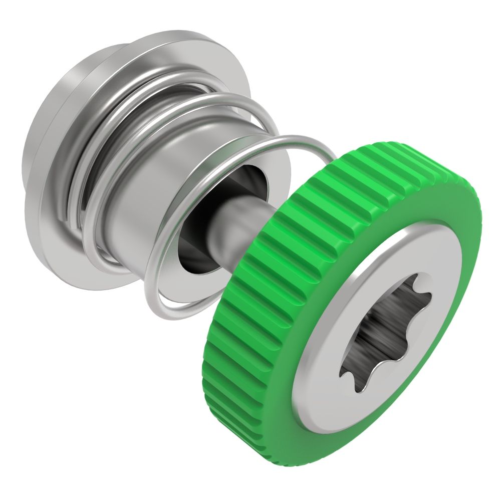 Southco Captive Screw, M3 X 0.5 Thread, Surface Mount Technology, TORX®, Knurled Green Knob