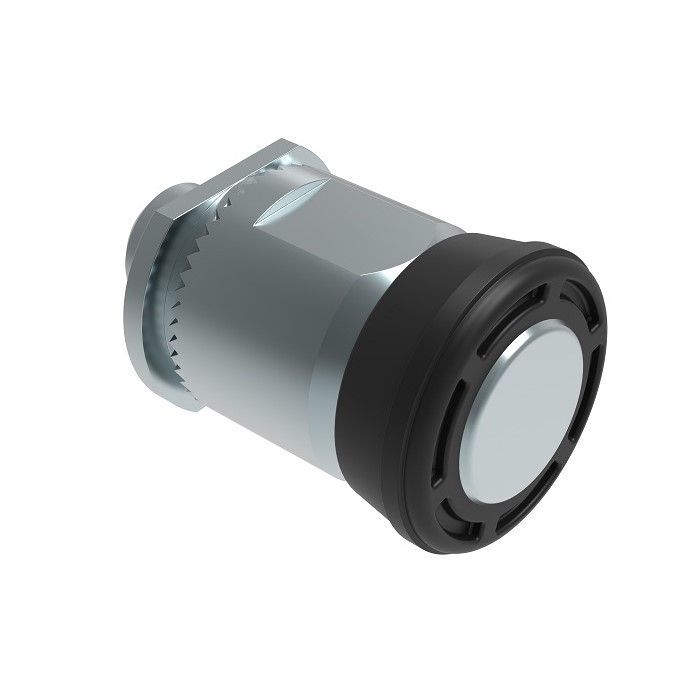 Southco Spring Loaded Plunger, Thread-in, Miniature Size, Without hold-open feature, Steel, Black Knob