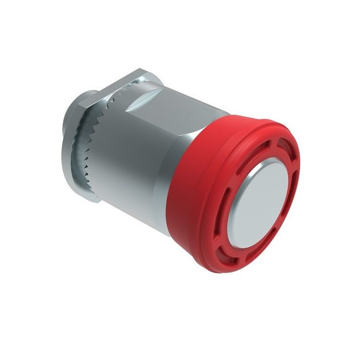 Southco Spring Loaded Plunger, Thread-in, Small Size, Without hold-open feature, Steel, Red Knob