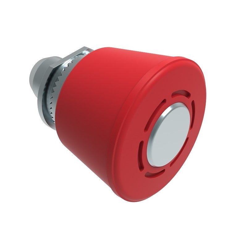 Southco Spring Loaded Plunger, Thead-in, Large Size, Without hold-open feature, Steel, Red Knob