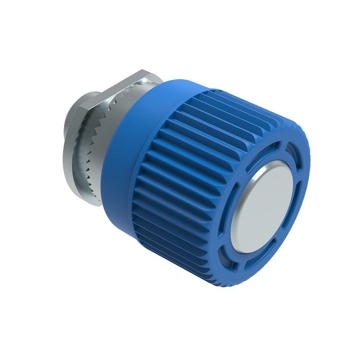 Southco Spring Loaded Plunger, Thread-in, Without hold-open feature, Steel, Blue Knob